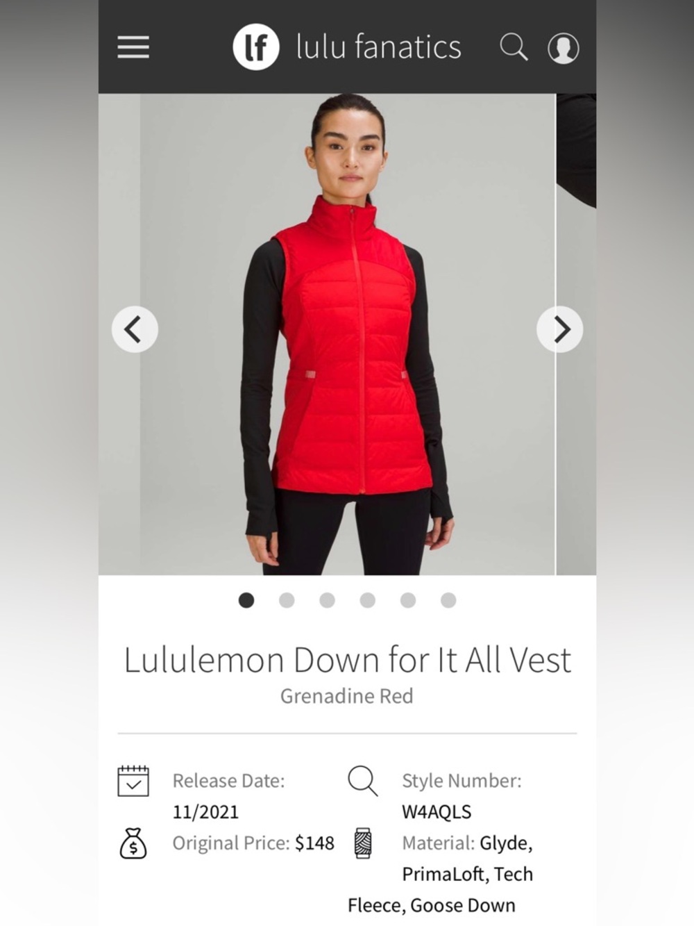 lululemon athletica Down For It All Vest - Grenadine Red